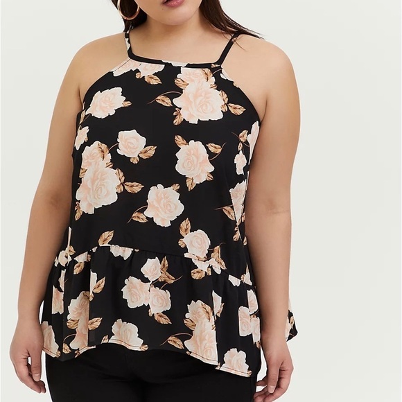 torrid Tops - Torrid Floral Georgette Drop Waist Tank Top 5X